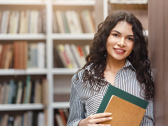 Student in library