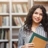 Student in library